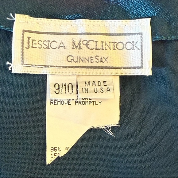 Vtg Gunne Sax Jessica McClintock Green Lace Satin Slip Dress Sz 9/10 Fairy Ombre - Picture 6 of 13